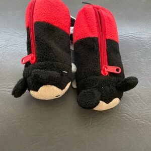 Red and Black Kids Plush Zippered Pouches